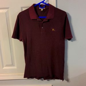 Burberry Burgundy Men's Polo Medium